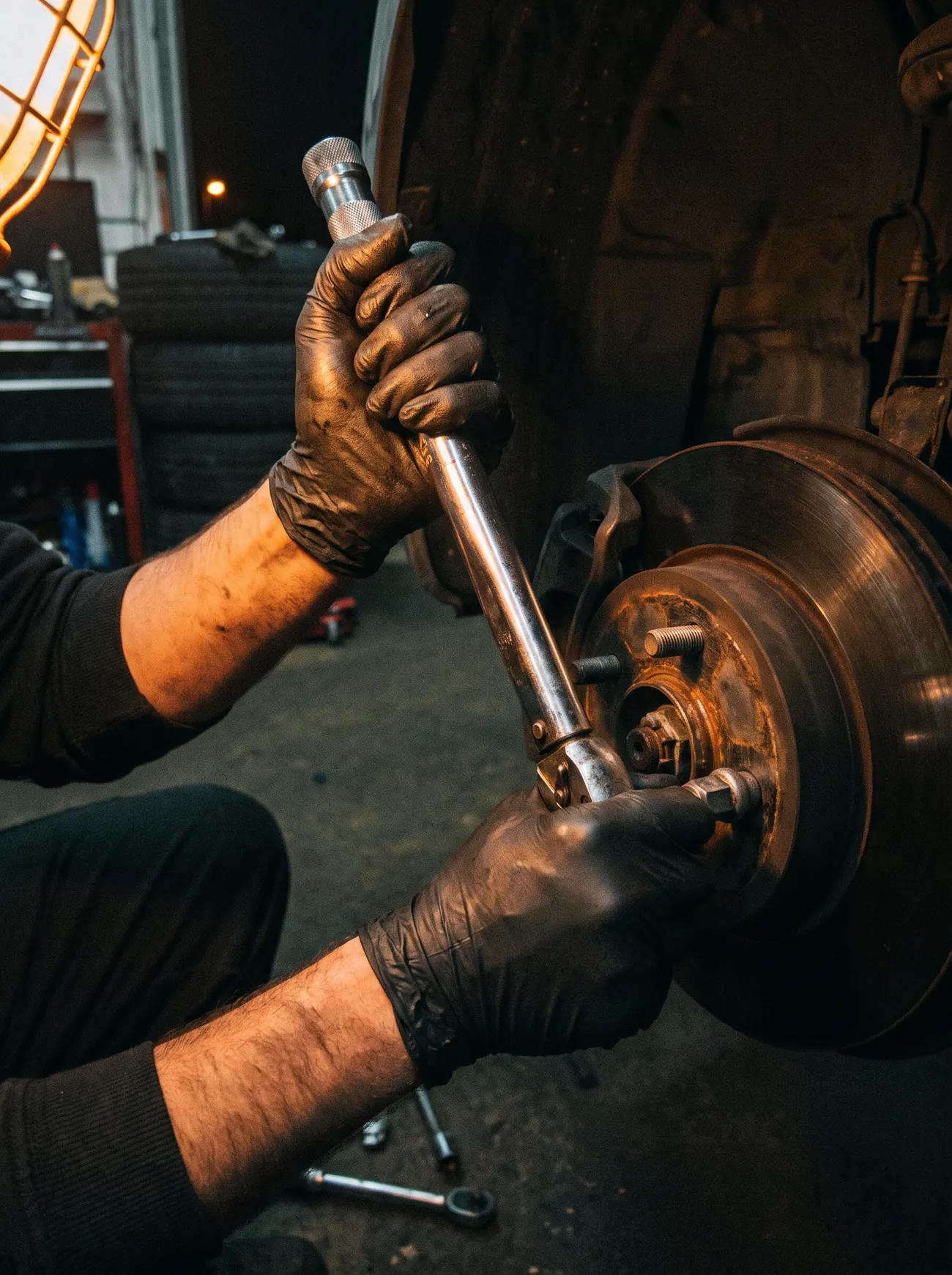 Mechanikas priveržia rato varžtus dinamometriniu raktu